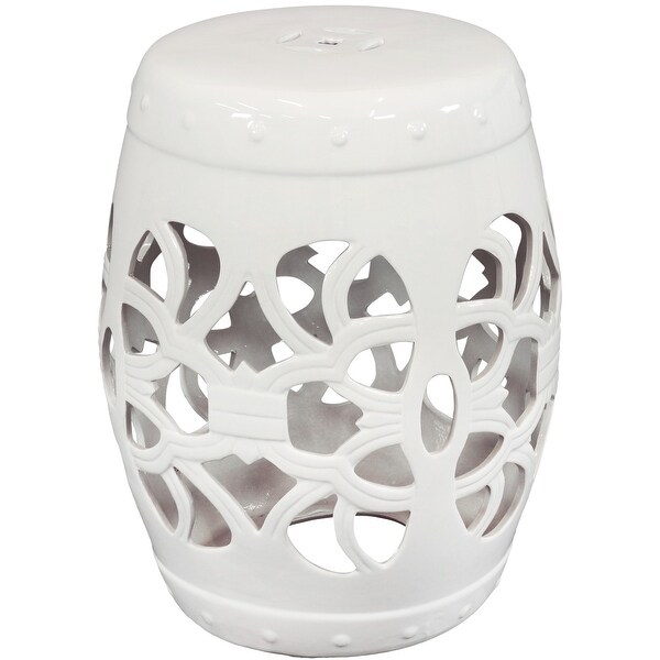 Sunnydaze Knotted Quatrefoil Decorative Ceramic Garden Stool