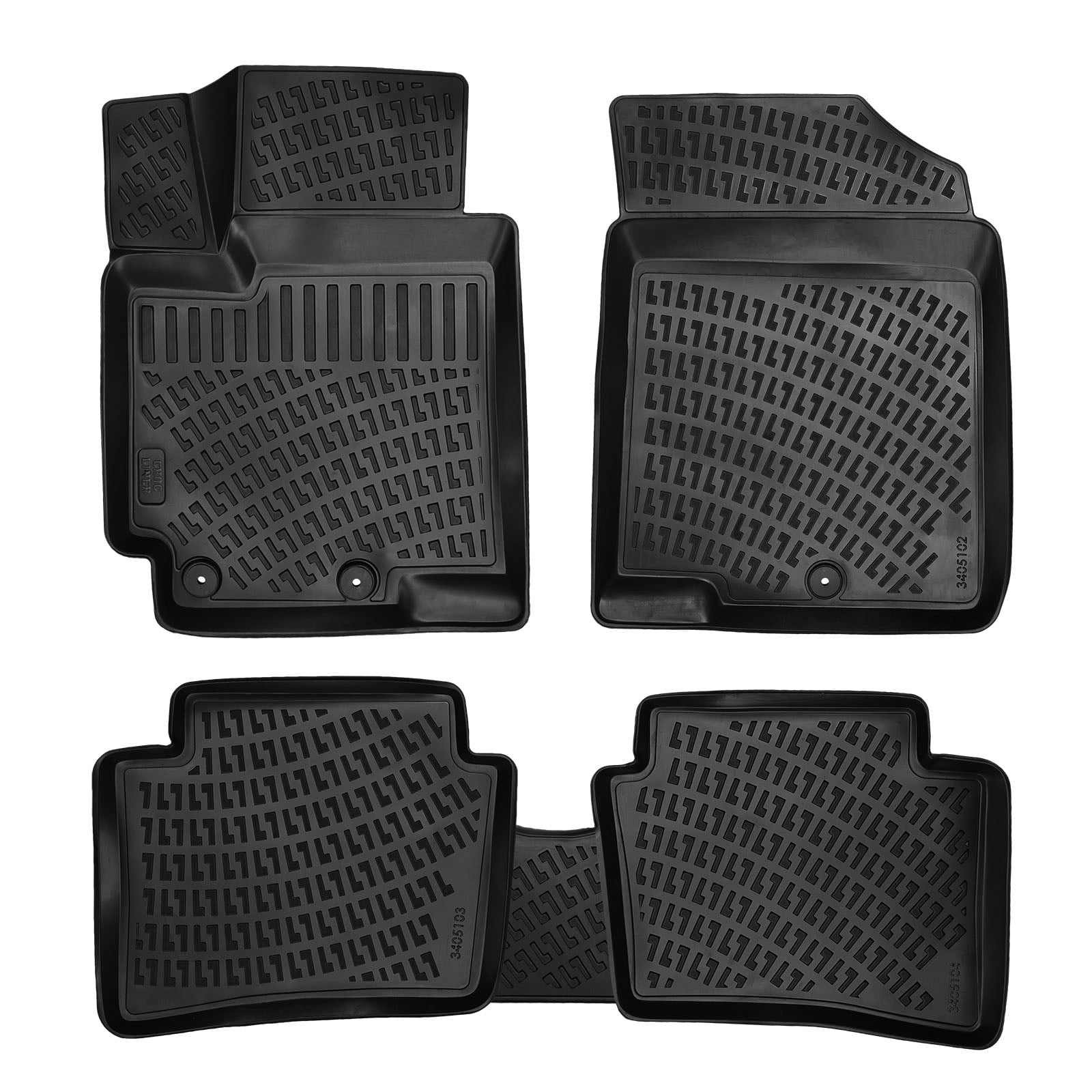 Crocliner Front and Rear All Weather Custom Fit Floor Mats for Hyundai Accent / 2012-2017