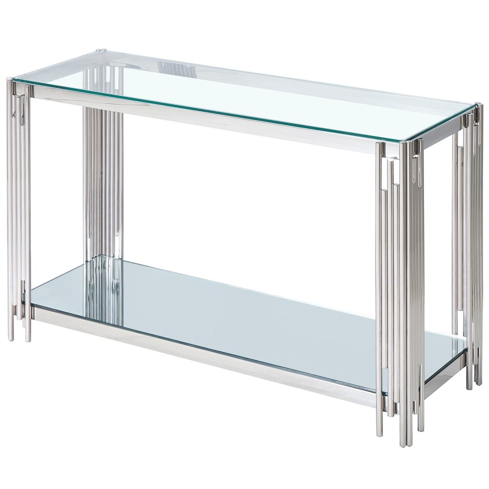 Contemporary Metal and Glass Console Table