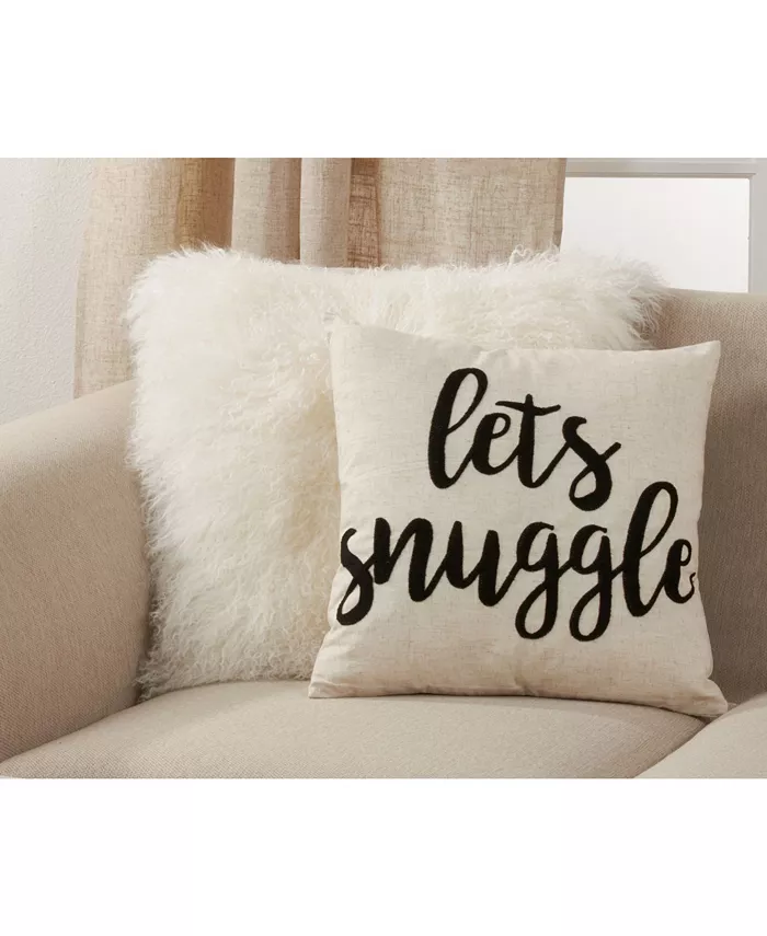 Saro Lifestyle Let's Snuggle Embroidered Decorative Pillow， 17