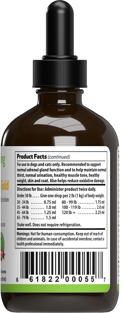 Pet Wellbeing Adrenal Harmony Gold Bacon Flavored Liquid Supplement for Dogs and Cats