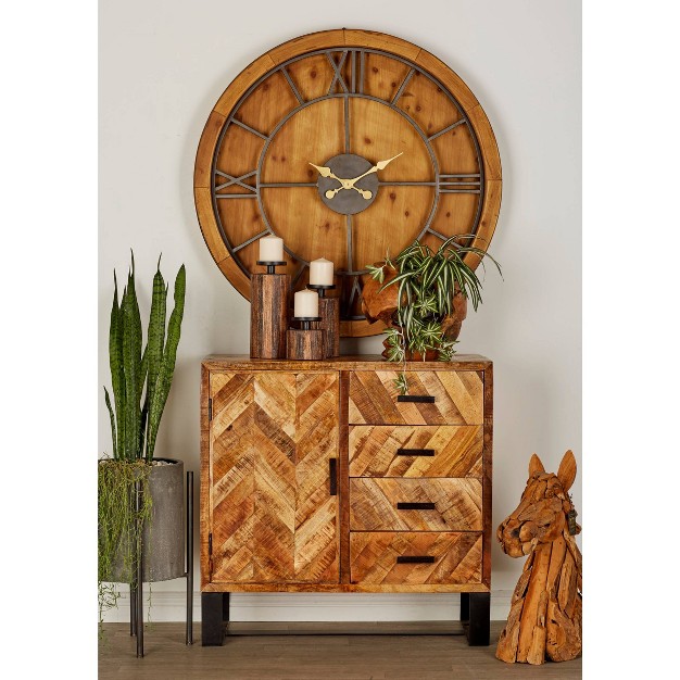 Contemporary Zigzag Pattern Mango Wood Cabinet Brown Olivia amp May