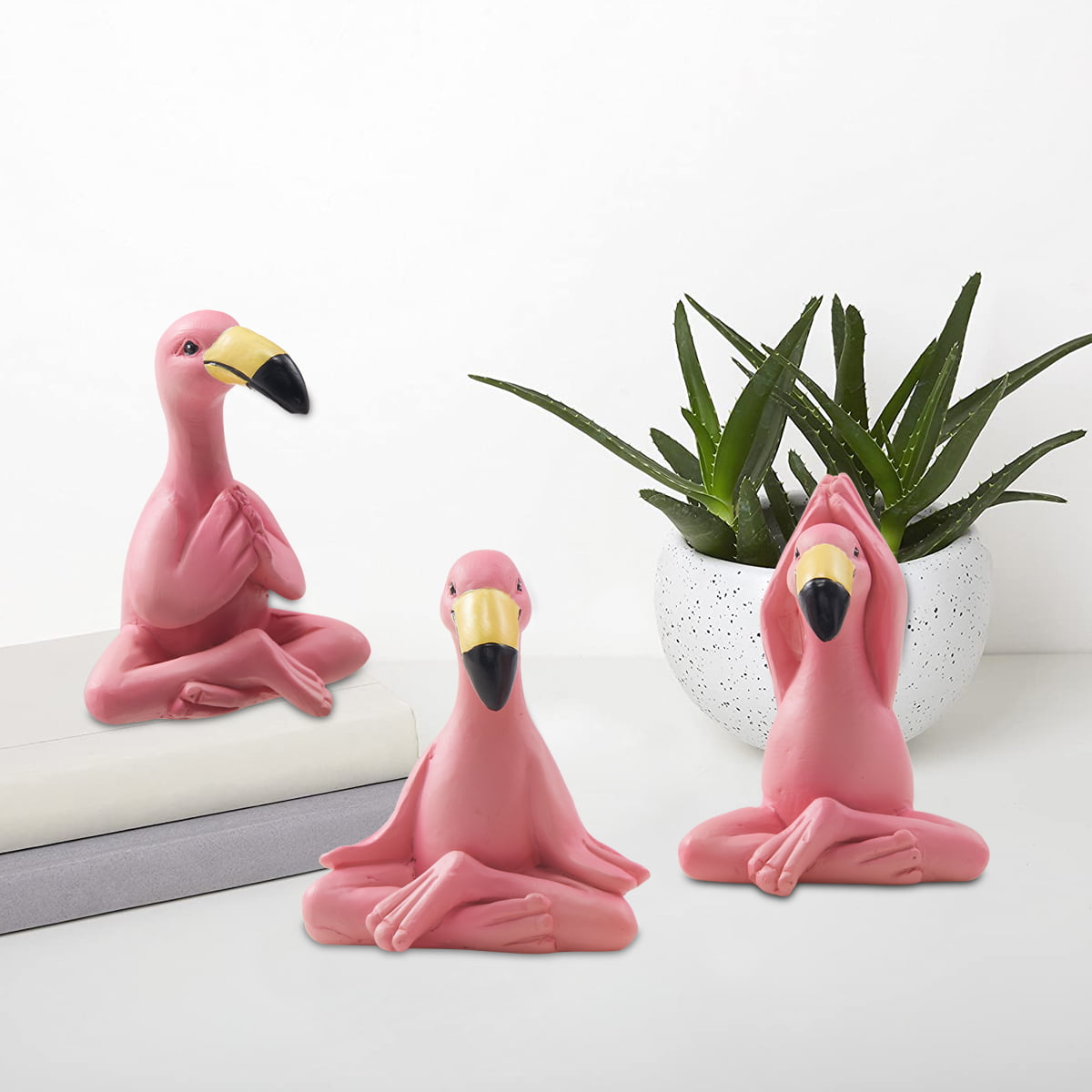 Goodeco Mini Yoga Flamingo Figurine - Whimsical Pink Flamingo Fairy Garden Lawn Statues or Indoor/Outdoor Decor,Gifts for Women/Mom/Grandma/Girls,Gift idea,2.4