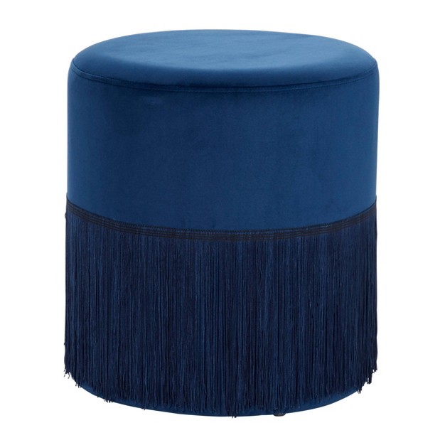 Fringe Stool Cylinder Shaped Polyester Olivia amp May