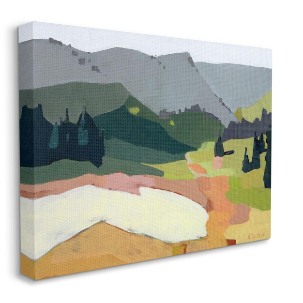 Stupell Industries Winter Thawed Abstract Snow Mountain Landscape Gallery Wrapped Canvas Wall Art 24 X 30