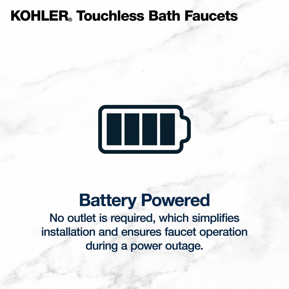 KOHLER Rubicon Battery Powered Touchless Single Hole Bathroom Faucet in Vibrant Brushed Nickel