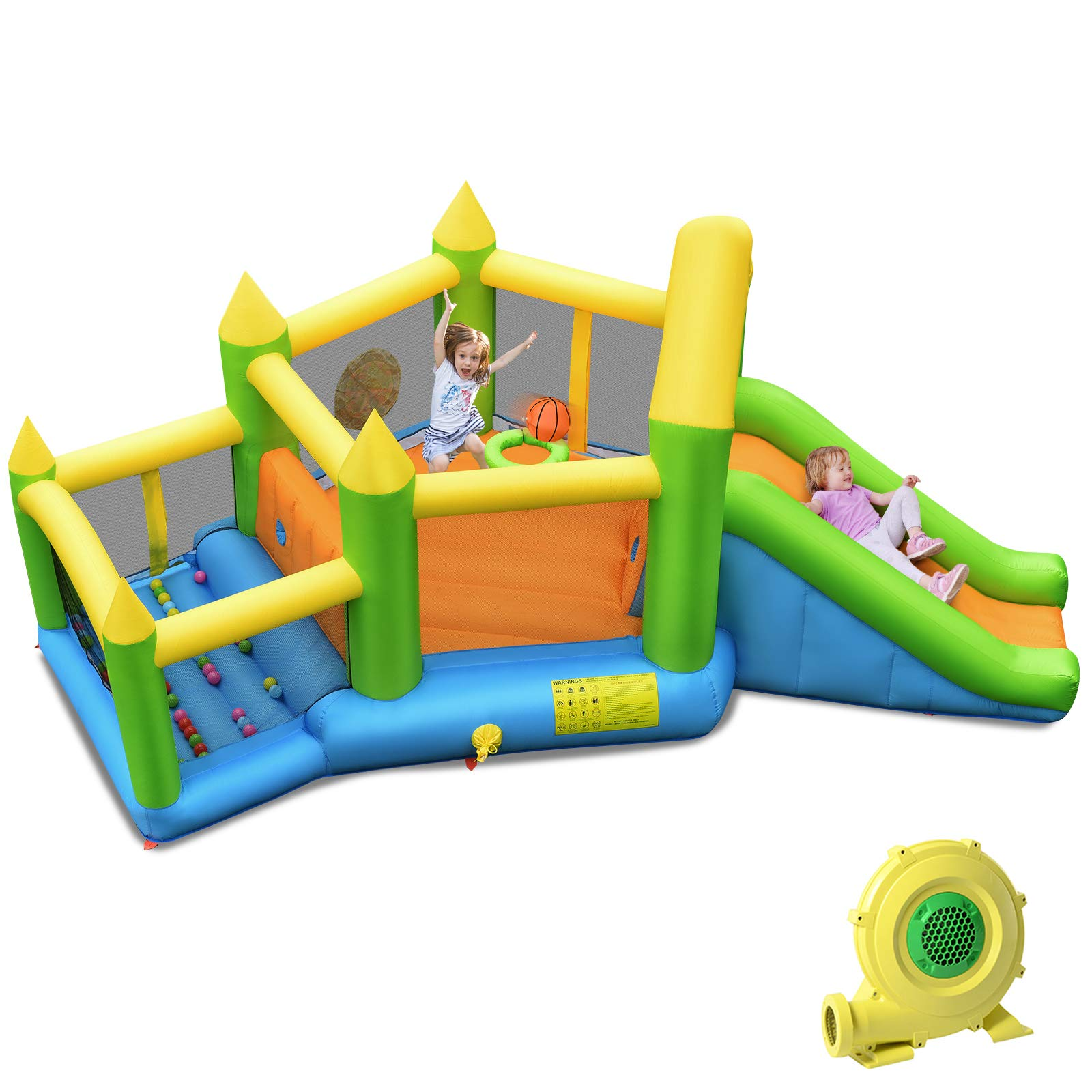 BOUNTECH Inflatable Bounce House, Kids Jump 'n Slide Bouncer w/ Long Slide