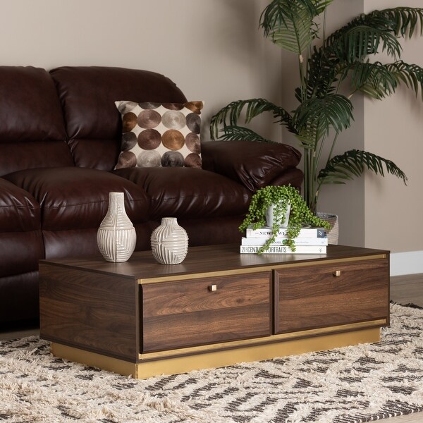 Cormac Transitional Wood and Metal 2-Drawer Coffee Table