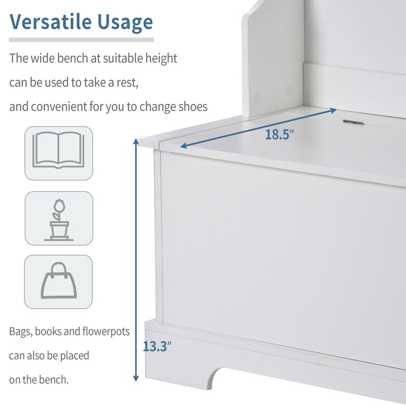 3 in 1 Design Hall Tree with 4 Hooks and Hinged Lid  Coat Hanger  Entryway Bench  Storage Bench with lids