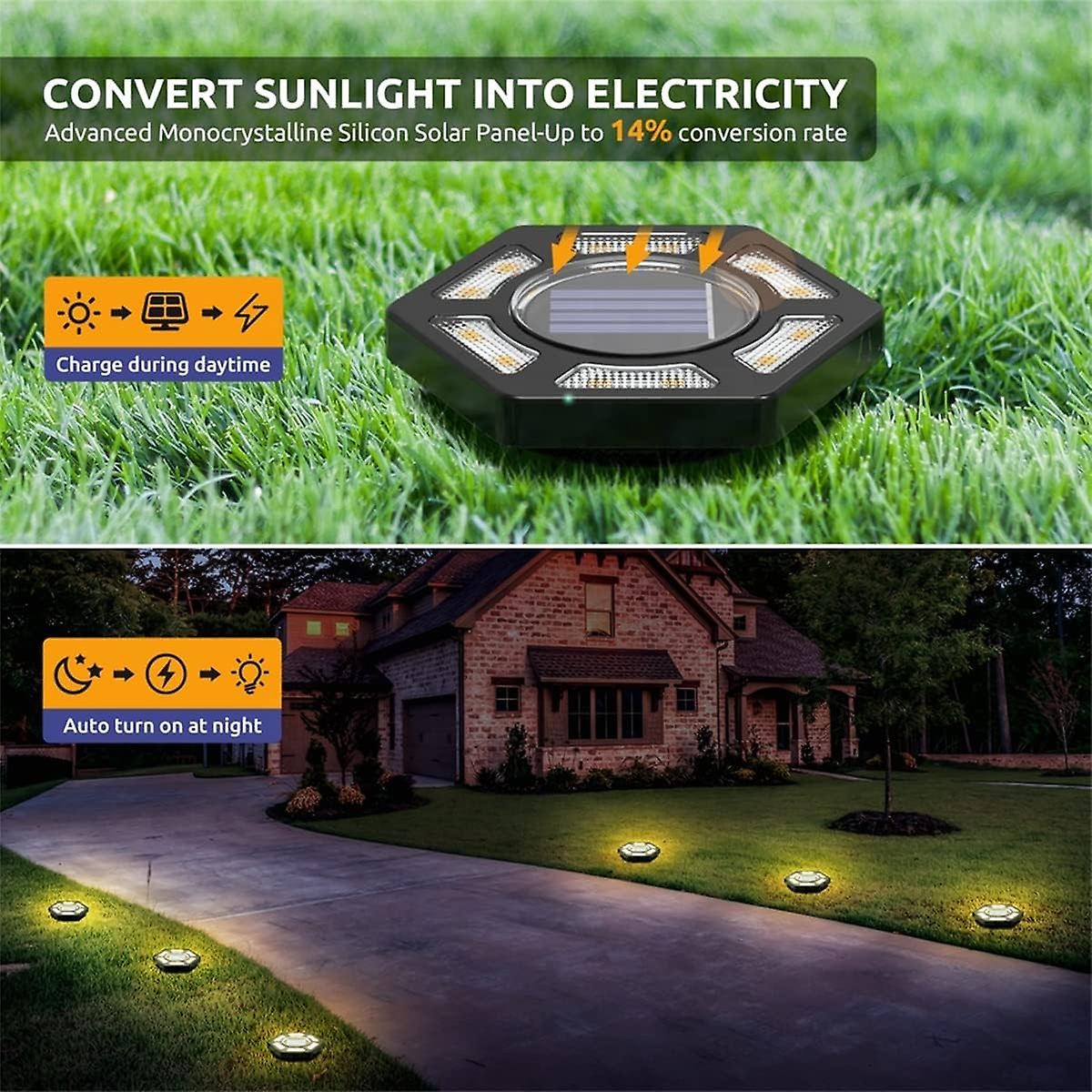 Outdoor Waterproof Garden Ground Lights For Terrace Lawn Garden 12 Led Underground Induction Round Ball Ip65 [8-pack]