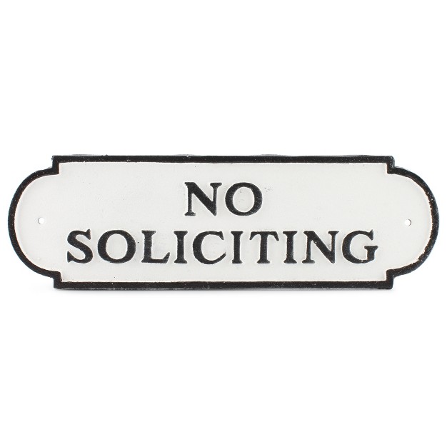 Auldhome Design Cast Iron No Soliciting Sign With Mounting Hardware Rustic Black And White