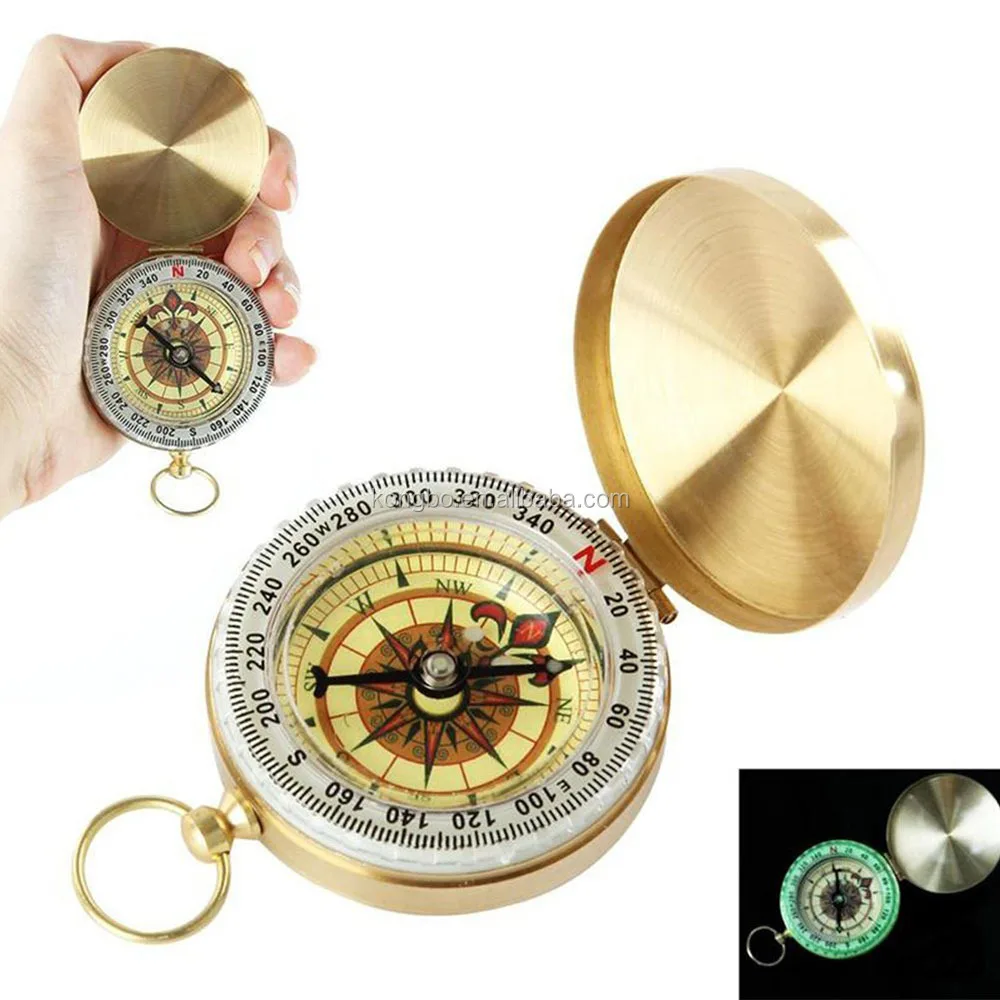 Outdoor Portable Travel Hiking geological Brass Copper Luminous boussole Vintage sundial Brujula Compass Camping gift