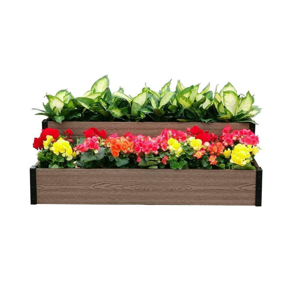 EverBloom 45 in. L x 24 in./12 in. W x 7 in./14 in. H Composite Cascade Wallside Garden Bed R0714C4524