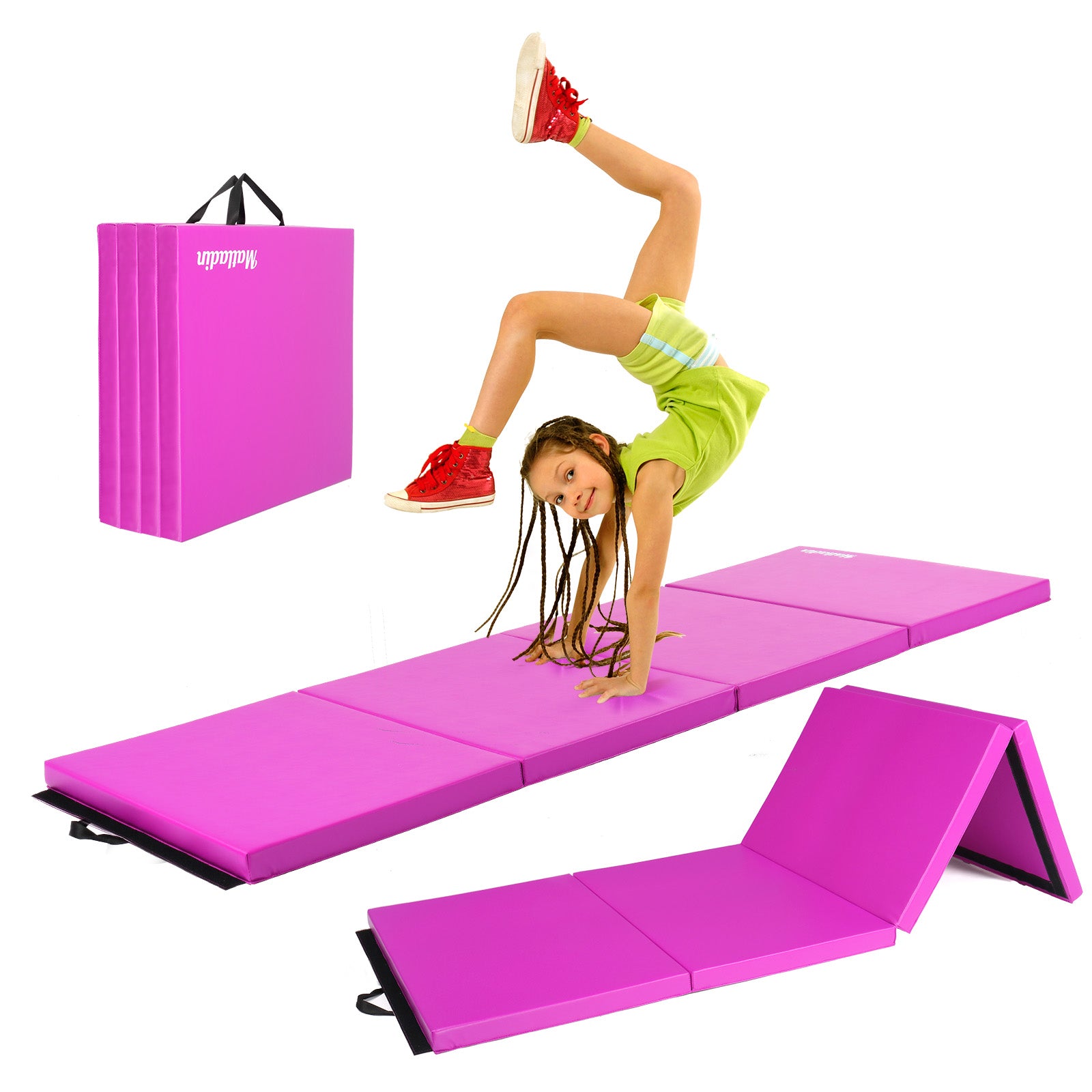 Matladin 6/8FT Folding Gymnastics Gym Exercise Aerobics Yoga Mat Leather Tumbling Mats