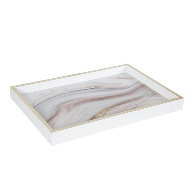 Amanti Art Marble Water Decorative Wood Ottoman coffee Table Tray 13x19 Inch