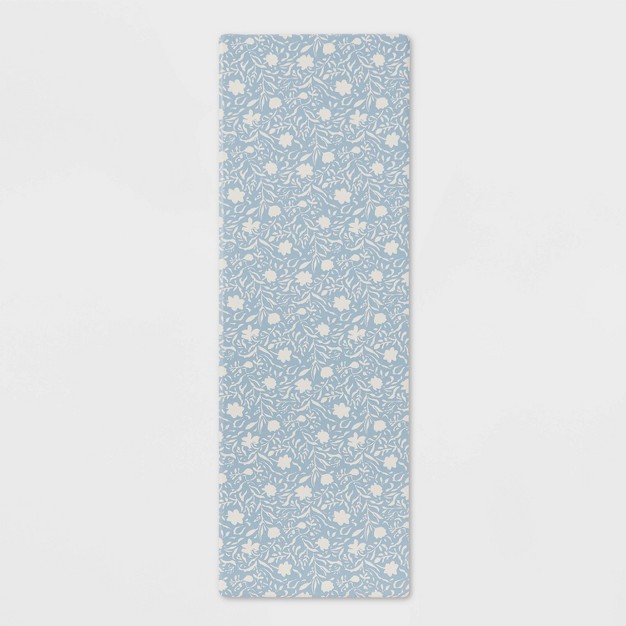 X 20 quot Floral Comfort Runner Mat Blue