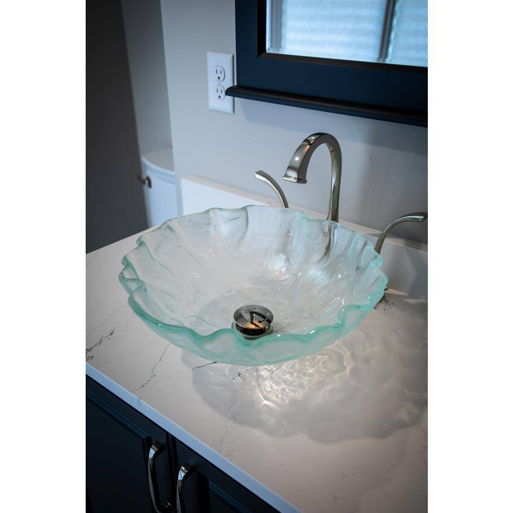 Eden Bath Free-form Wave Glass Vessel Sink in Clear EB_GS11