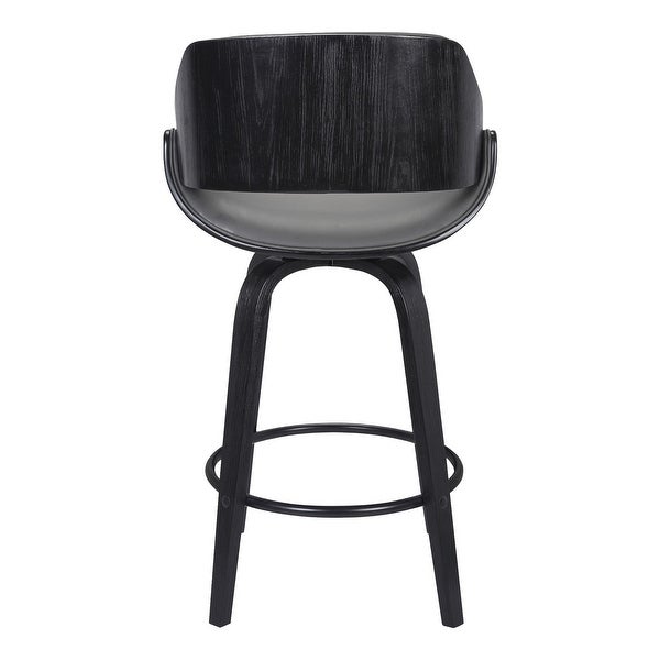 26 Inch Leatherette and Wooden Swivel Barstool - 37.5 H x 20.5 W x 19.5 L Inches