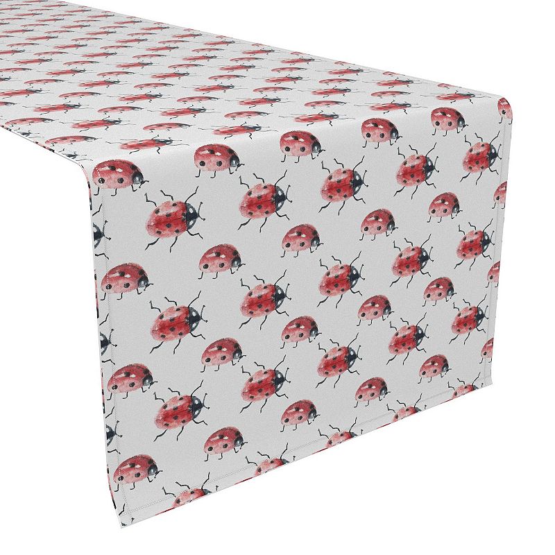 Table Runner， 100% Polyester， 12x72， Watercolor Ladybugs