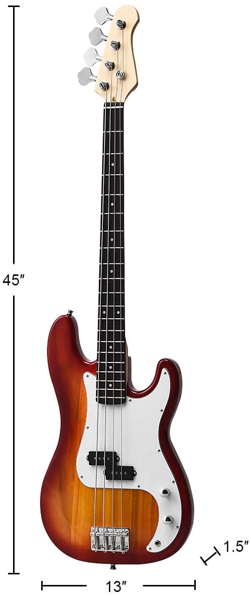 Full Size Electric 4 String Bass Guitar for Beginner Complete Kit