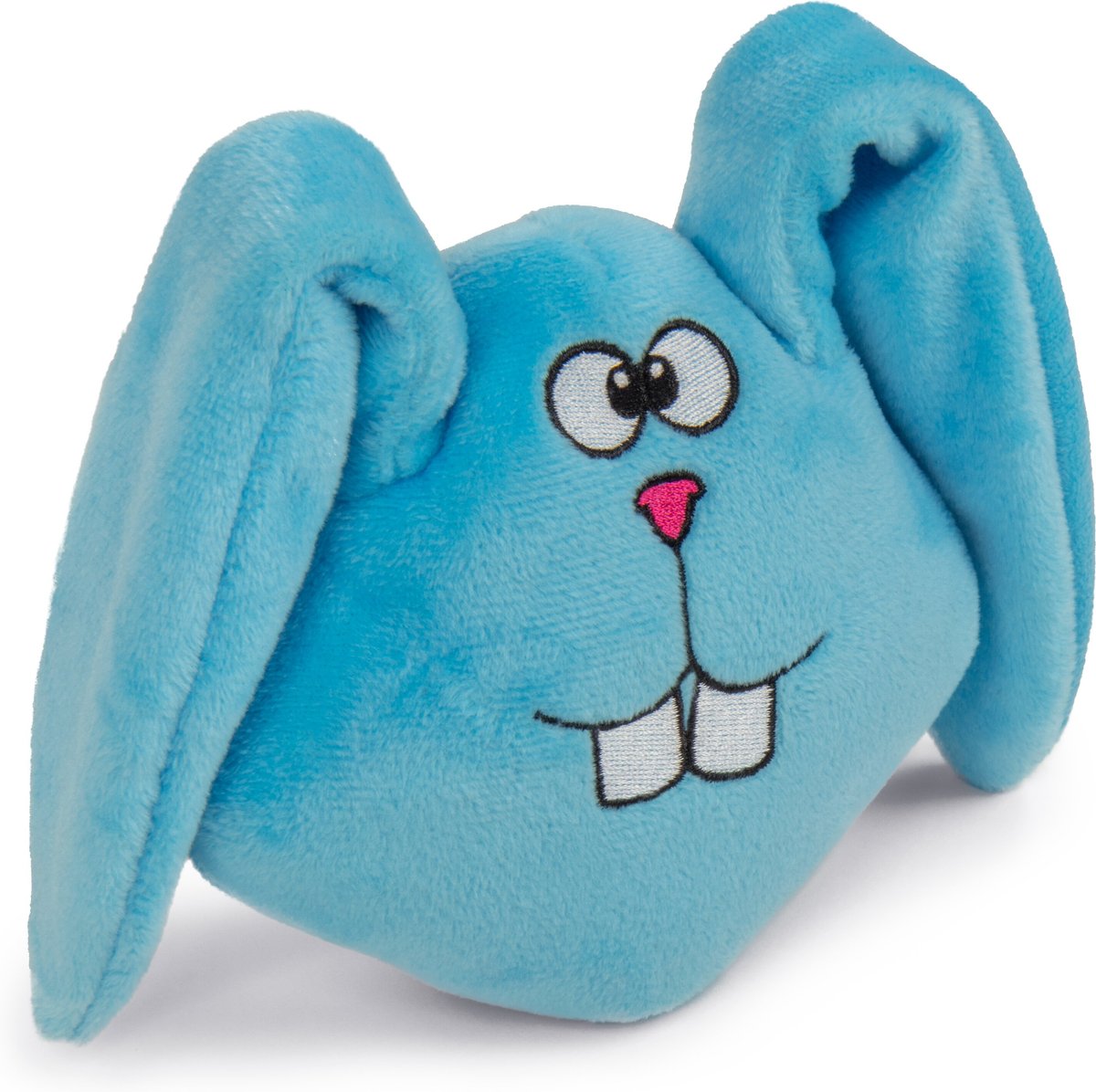 goDog Action Plush  Blue Bunny Animated Squeaker Dog Toy， Blue， Medium