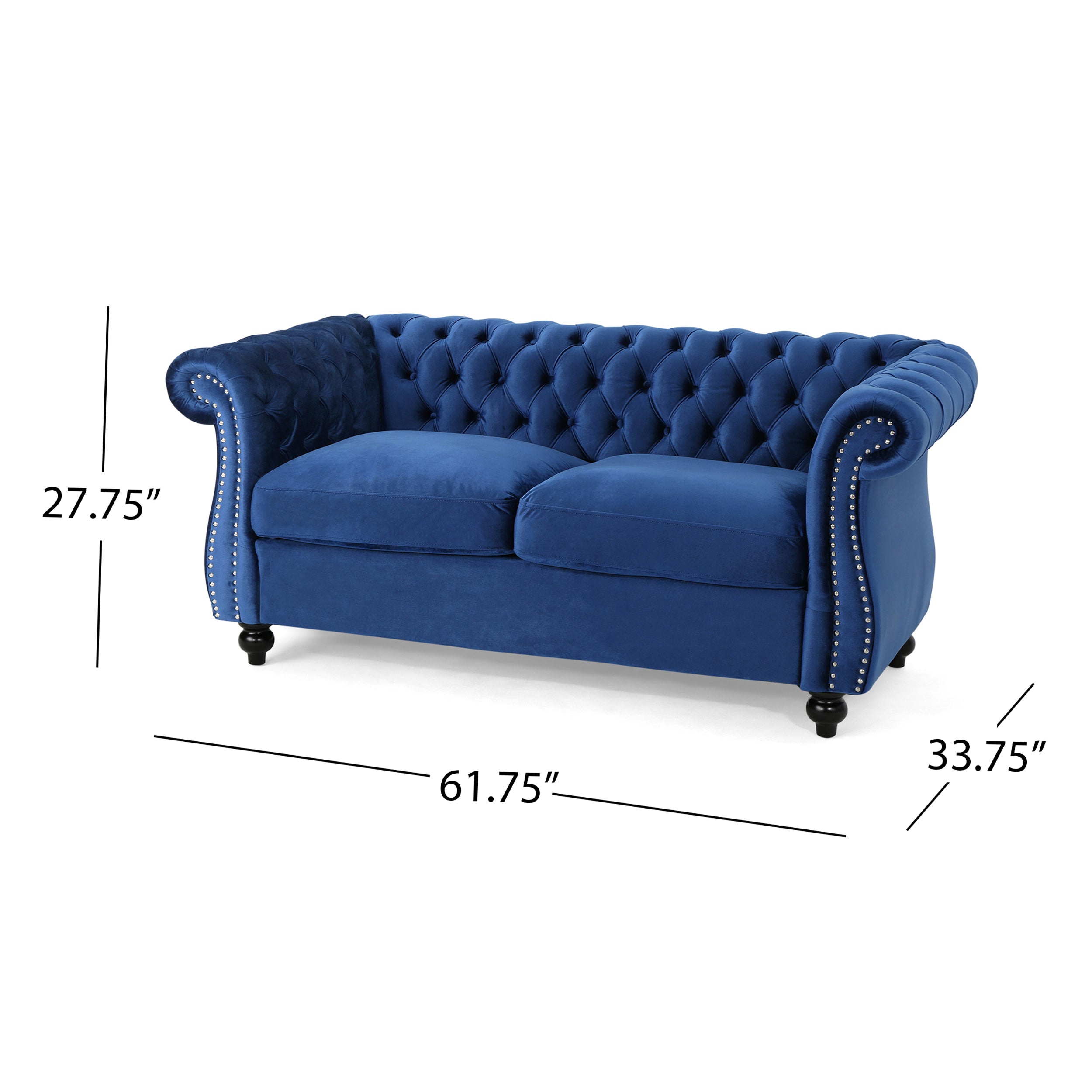 Kyle Traditional Chesterfield Velvet Loveseat Sofa