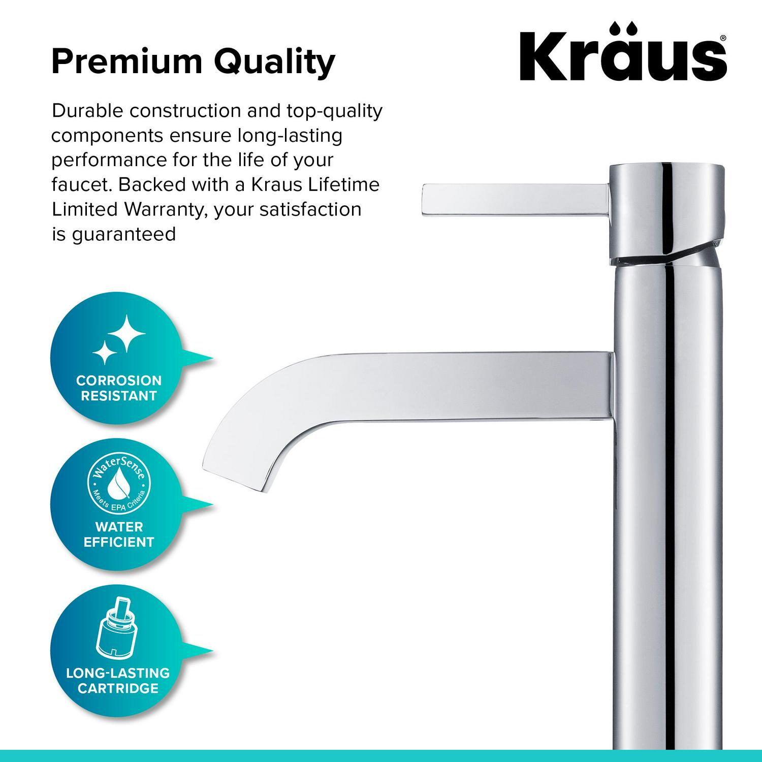 KRAUS Ramusa c Tall Vessel Bathroom Faucet Chrome Finish  Crowdfused