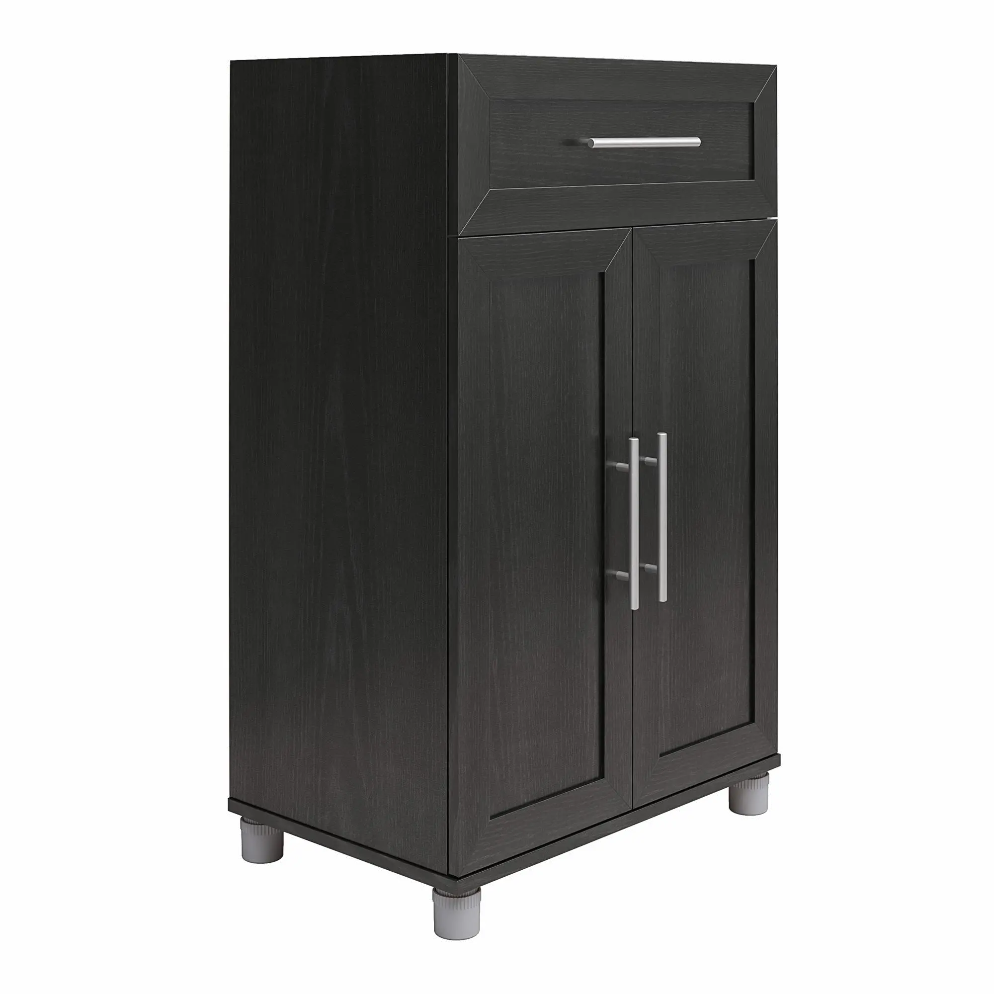 Camberly Framed Black Oak Storage Cabinet with Drawer