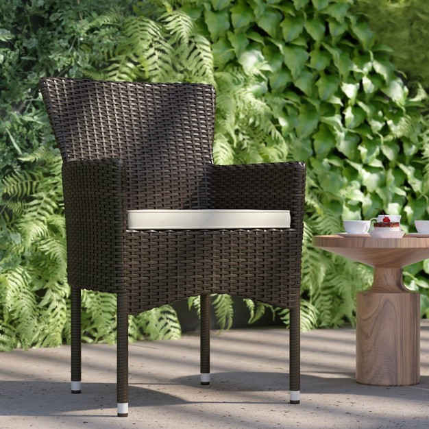 Flash Furniture Maxim Modern Wicker Patio Armchairs For Deck Or Backyard Fade And Weather resistant Frames And Cushions