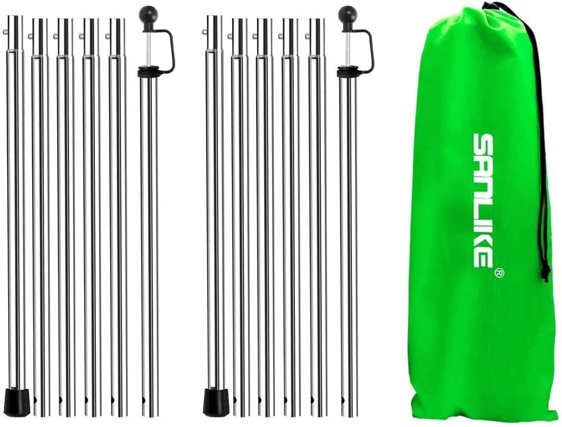 SAN LIKE Tarp Poles Adjustable Heavy Duty 95 in Camping Tent Poles for Tarp Portable Telescoping Tent Poles for Awnings Canopy Rain Fly Shelter Set of 2