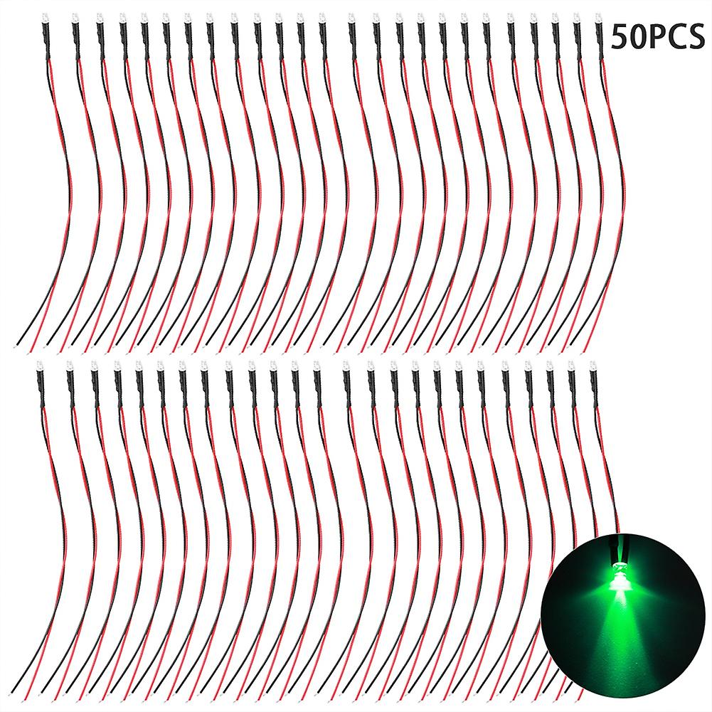 12V Prewired Light Emitting Diode Highlighting Round Head LED Bead 3mm Emerald Green Light