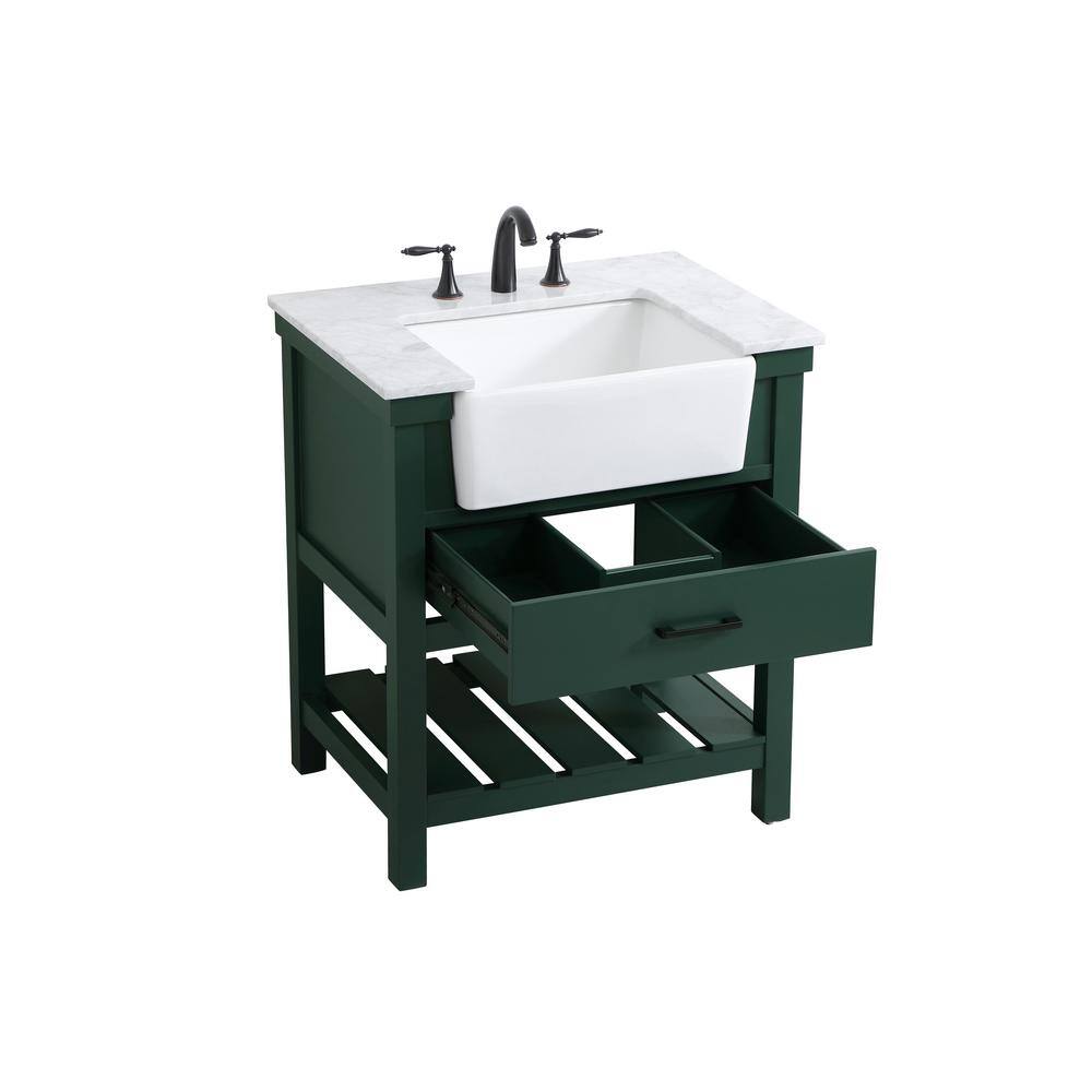 Timeless Home 22 in. W x 30 in. D x 34.125 in. H Bath Vanity in Green with Carrara White Marble Top TH120260GN