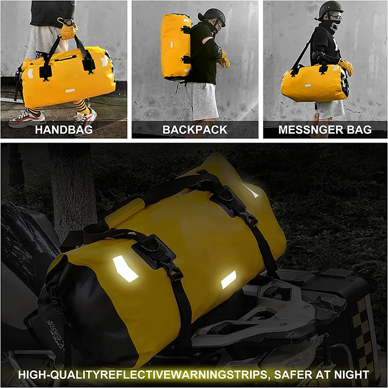 Motorcycle Bag Manufacturers PVC Roll Up Motorcycle Waterproof Dry Duffel Bag Motorbike Motorcycle Travel Tail Bag