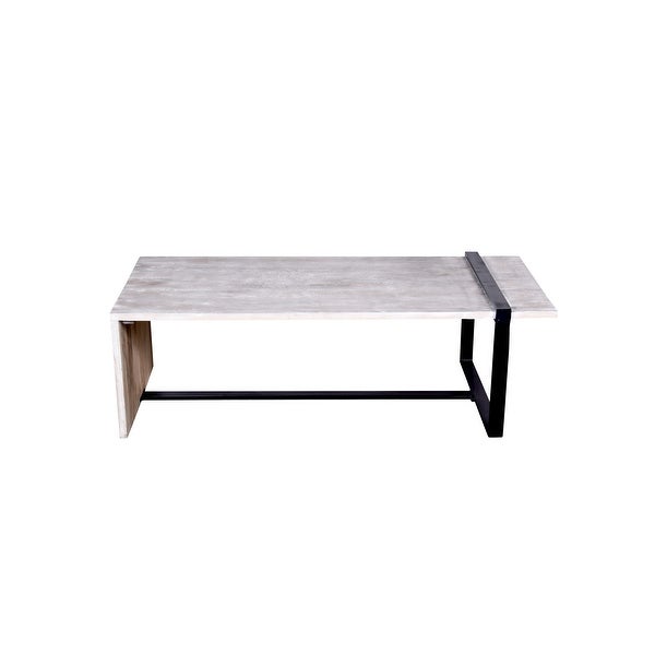 Farmhouse Rectangular Coffee Table with Wooden Top and Geometric Metal Frame