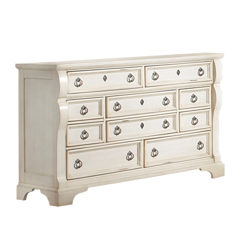 Heirloom Antique White 10-drawer Triple Dresser