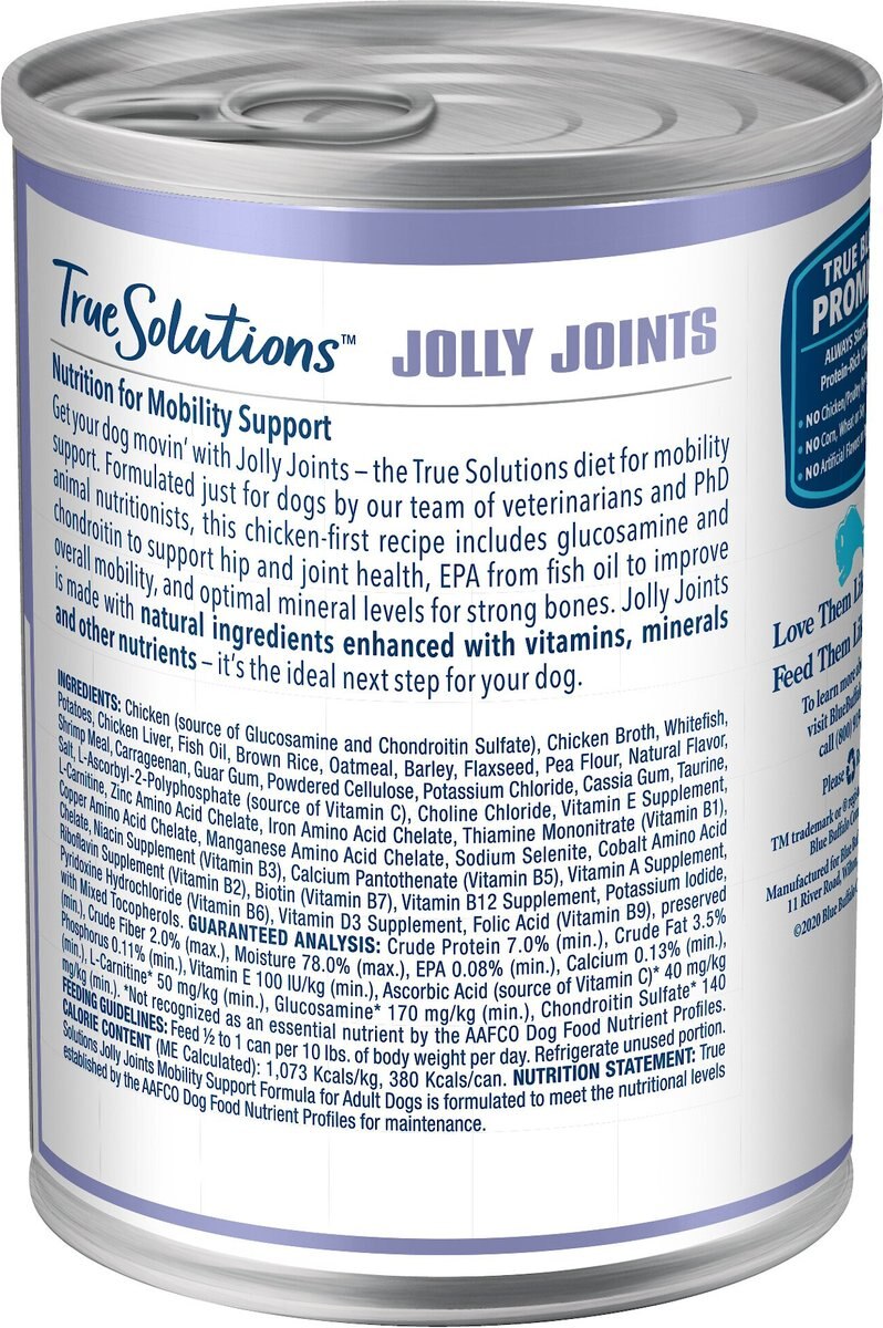 Blue Buffalo True Solutions Jolly Joints Mobility Support Formula Wet Dog Food， 12.5-oz， case of 12