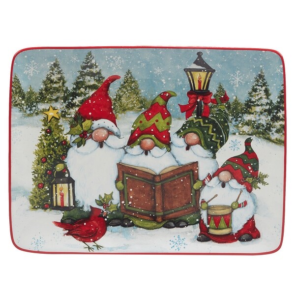 Certified International Christmas Gnomes Rectangular Platter 16 x 12