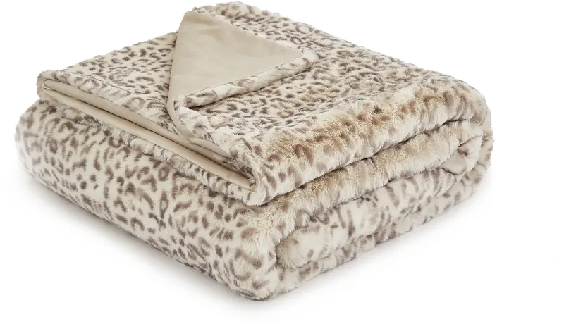 Natural Snow Leopard Throw Blanket