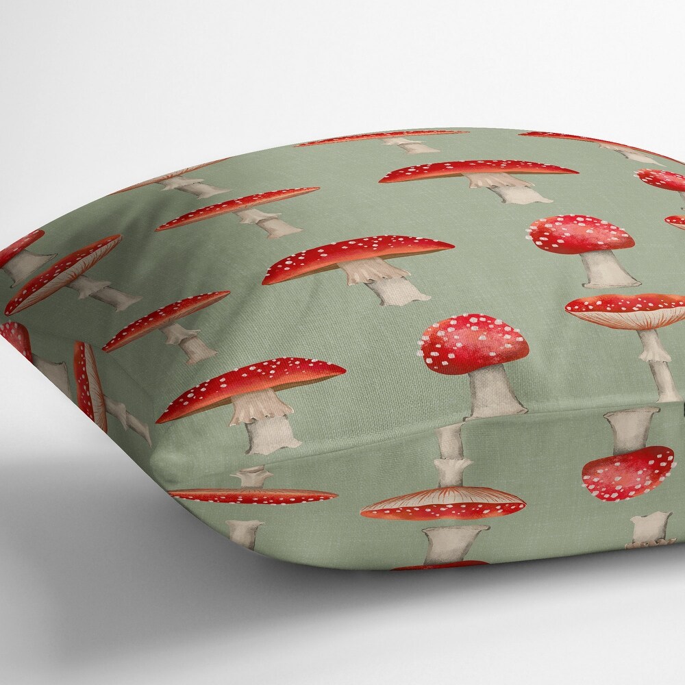 MUSHROOM LINE UP SAGE Outdoor Pillow By Kavka Designs