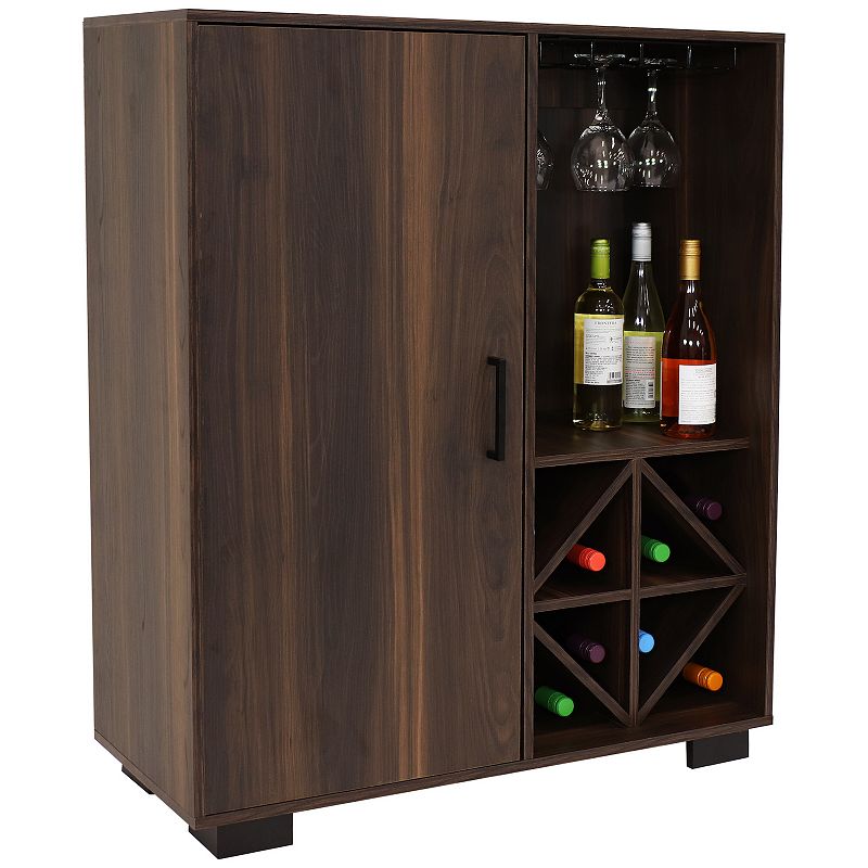 Sunnydaze Lavina Wine Cabinet with Glass and Bottle Storage Shelves