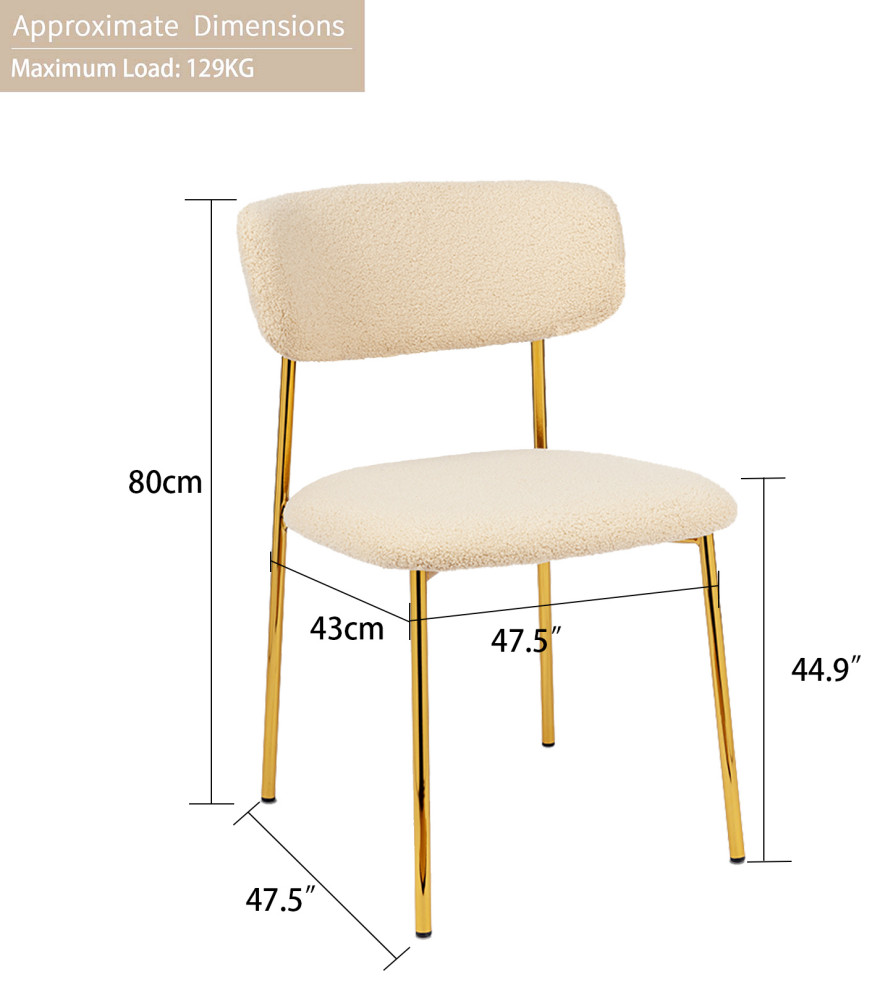 Set of 2 Sherpa Golden Frame Side Chairs   Midcentury   Dining Chairs   by Duhome inc  Houzz