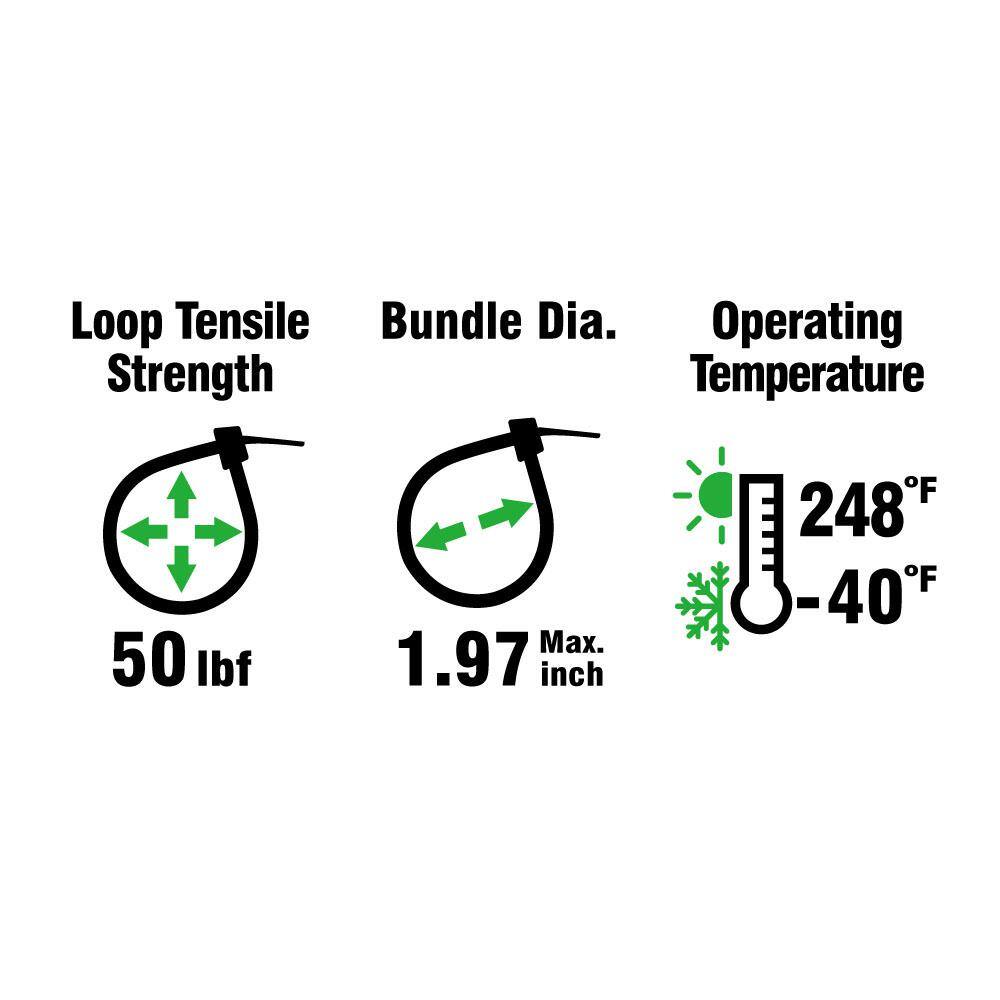 Commercial Electric 8 in. Heat Stabilized Cable Tie (20-Pack) GT-200STH