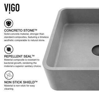 VIGO Navona Gothic Gray Concreto Stone 15 in. L x 15 in. W x 5 in. H Square Vessel Bathroom Sink VG04057