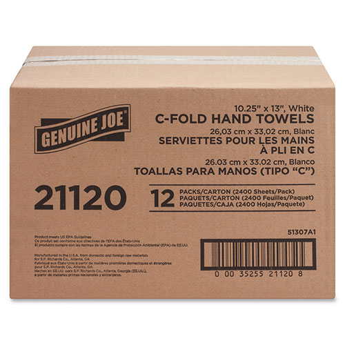 Genuine Joe 21120 White 1 Ply C-Fold Paper Towels | 13 1