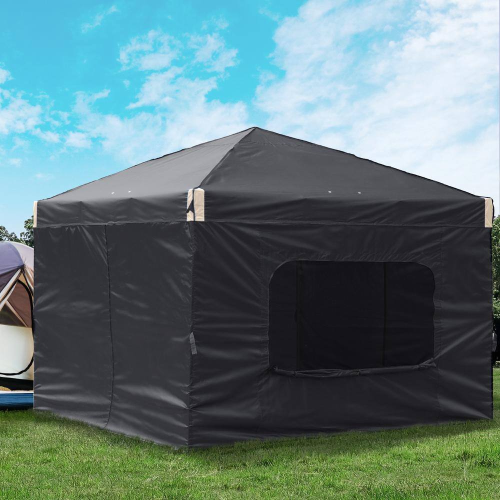 Aoodor 12 ft. x 12 ft. Pop Up Canopy Tent with Removable Sidewallwith Roller Bag-Black 800-153-BK-C