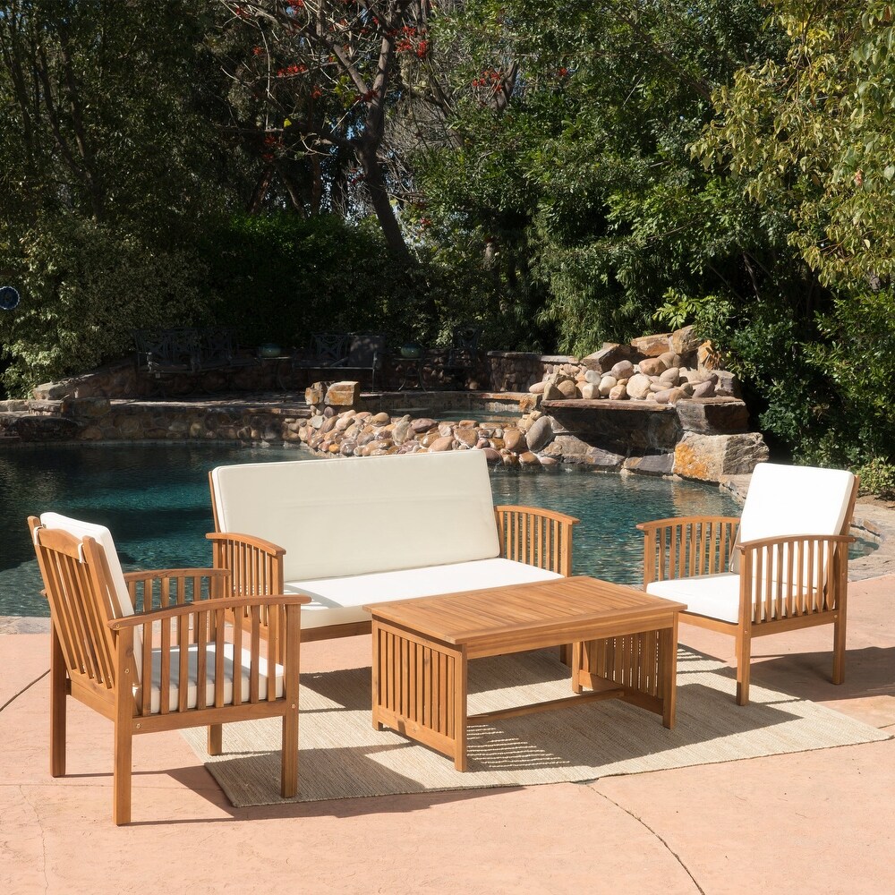 Carolina 4 piece Outdoor Acacia Sofa Set by Christopher Knight Home