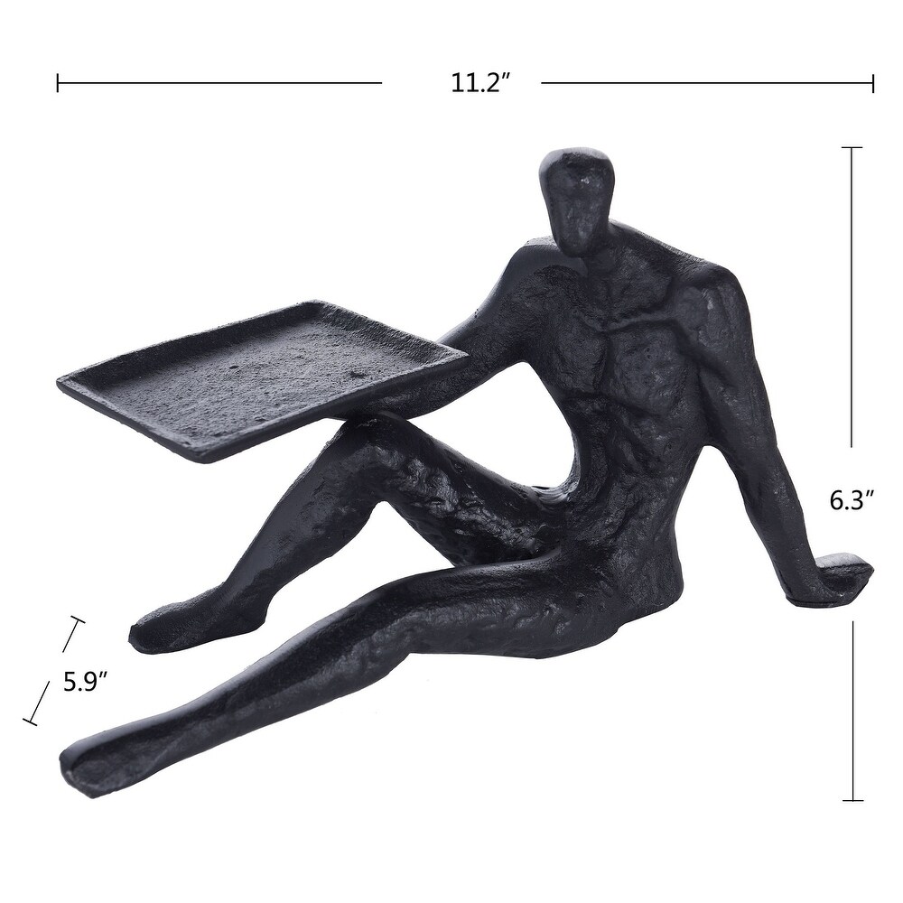 Dann Foley   Figural Sculpture with Tray   Black Cast Aluminum