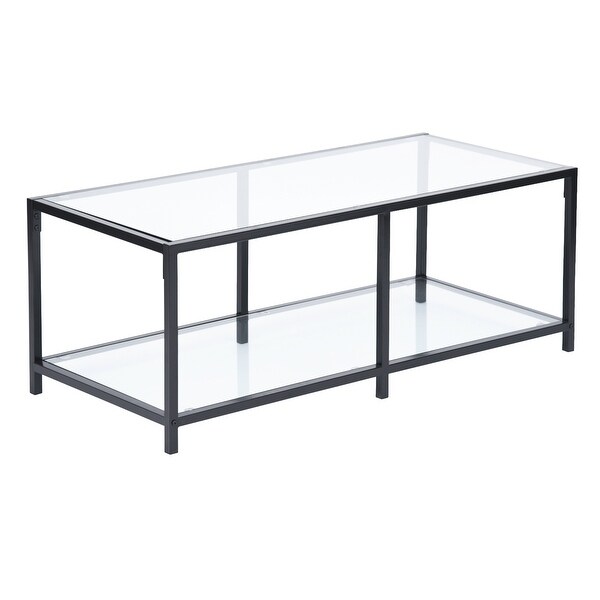 Black Glass Coffee Table Small Modern Square Simple Center Table