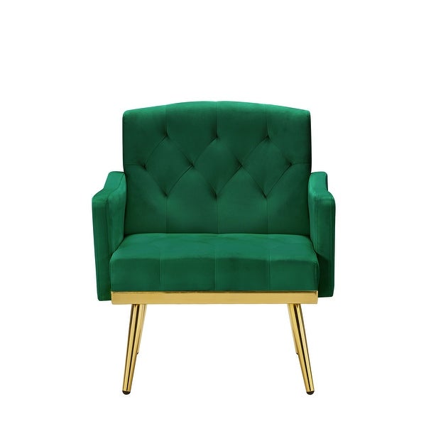 Accent Chair Tufted Armchair， Velvet Fabric Upholstery Accent Chairs with Metal Legs