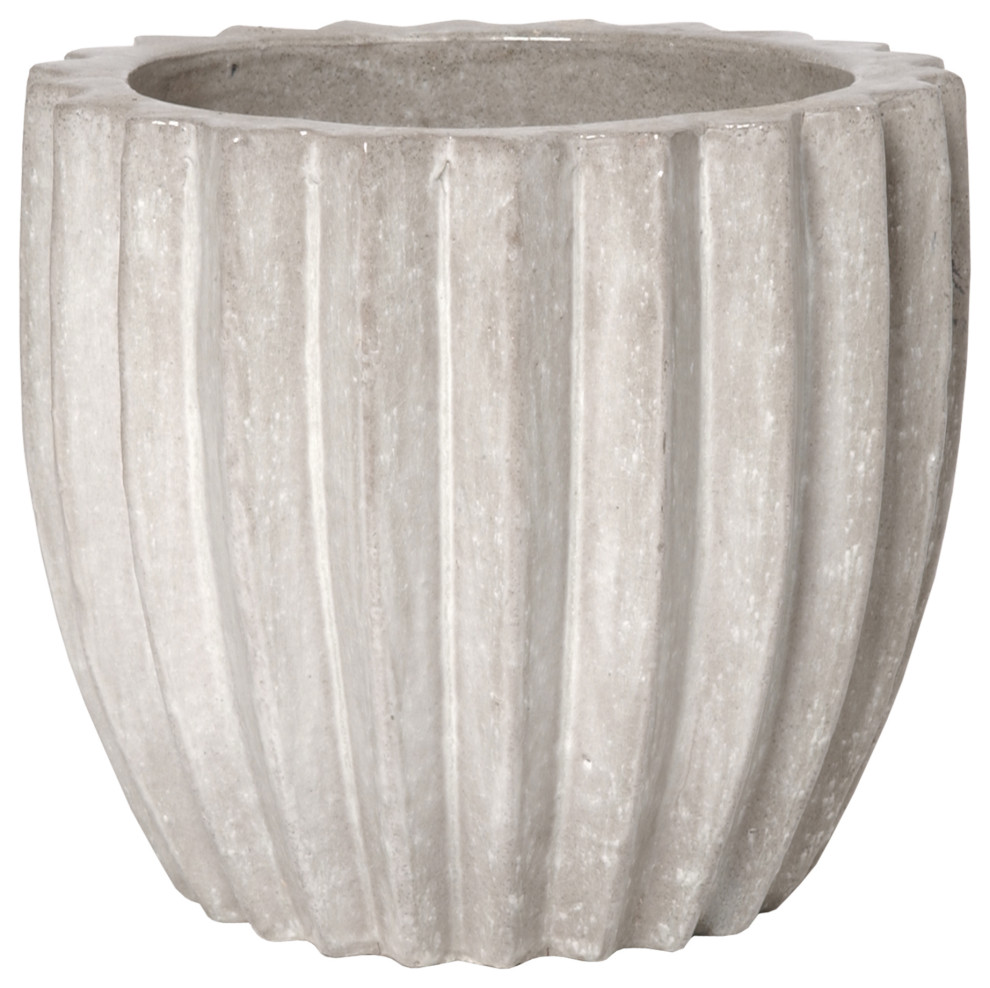 Round Pot Large  Stone Gray 17x16   Farmhouse   Outdoor Pots And Planters   by EMISSARY  Houzz